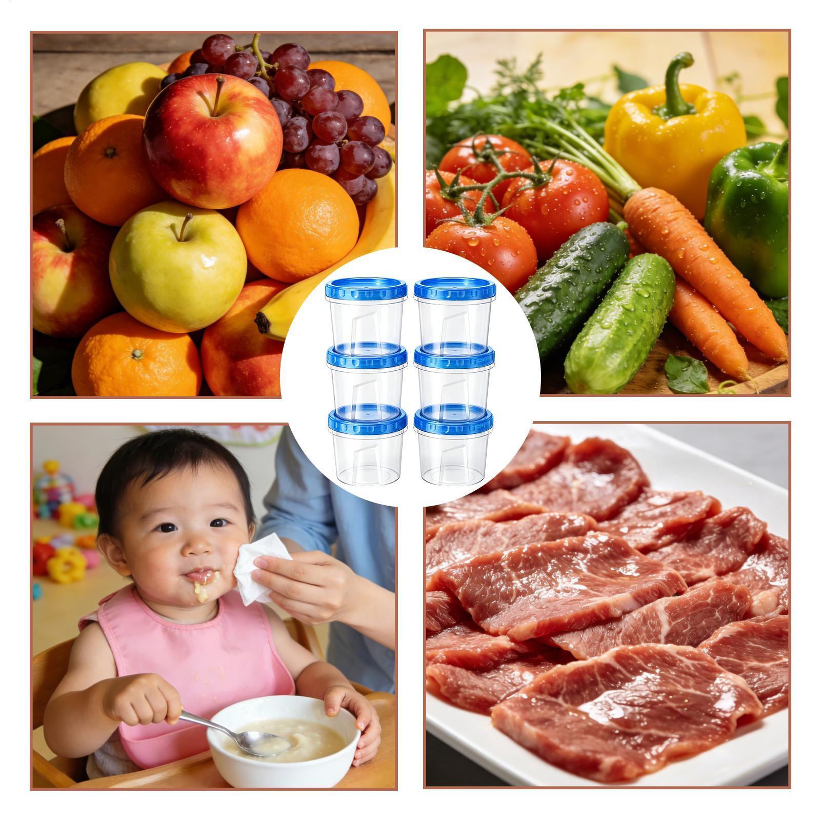 Food Storage Containers - 식품 보관용 냉동고 용기 6개 16온스