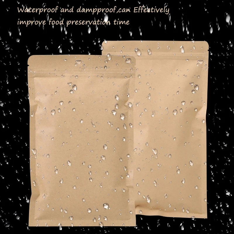 Food Storage Bag - 100PCS 갈색 크래프트 종이 지퍼 잠금