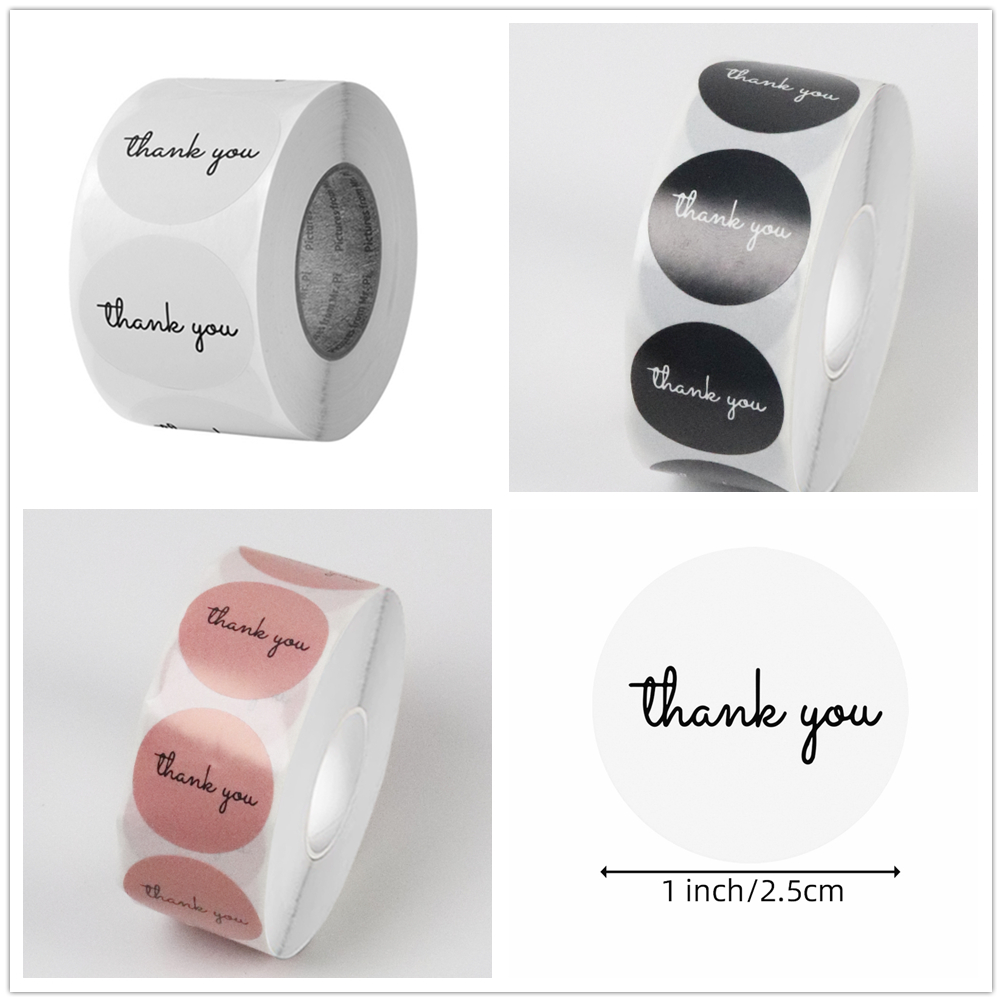 Food Storage Labels - 500개 감사 스티커 롤 25mm 원형