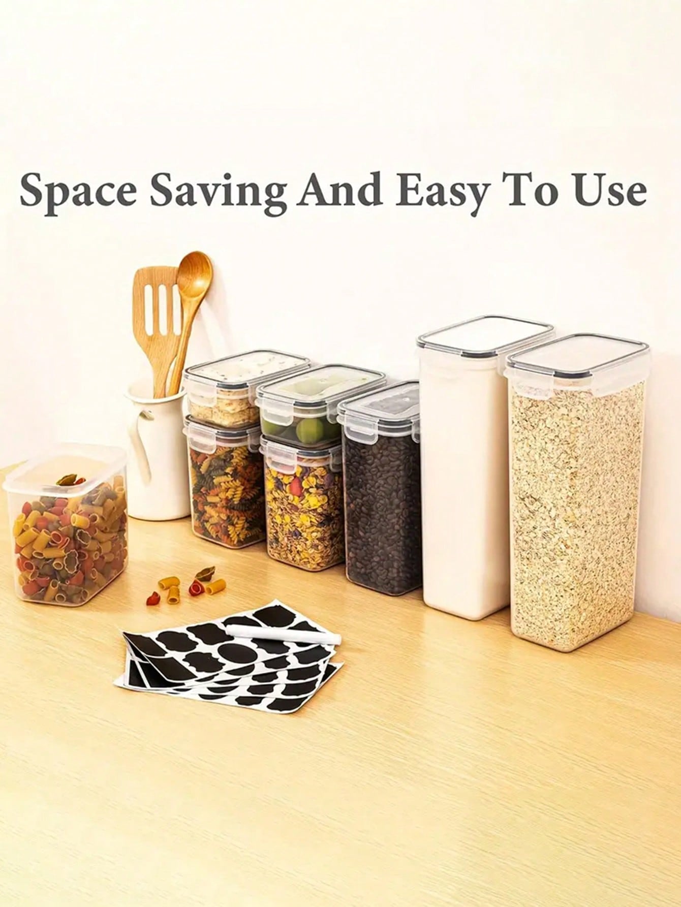 뚜껑이 있는 밀폐형 식품 보관 용기 48개 세트 - 곡 - Food Storage Labels 리뷰 및 가격