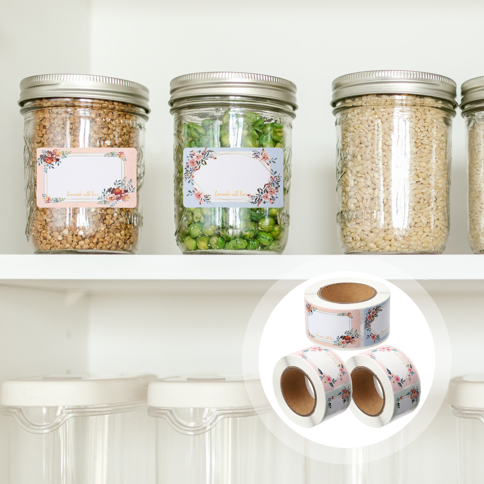 3개들이 무지 이름 스티커, 꽃무늬 병 라벨, 쉽게 떼 - Food Storage Labels 리뷰 및 가격