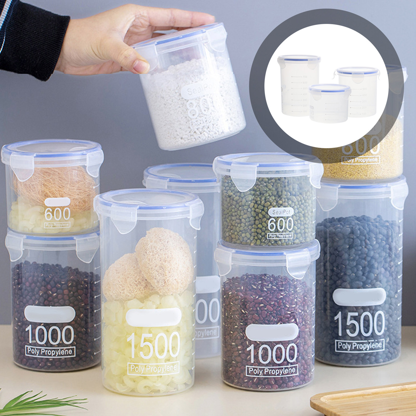6개 세트 밀폐형 보관 용기, 투명 플라스틱 곡물 보관 - Food Storage Containers 리뷰 및 가격
