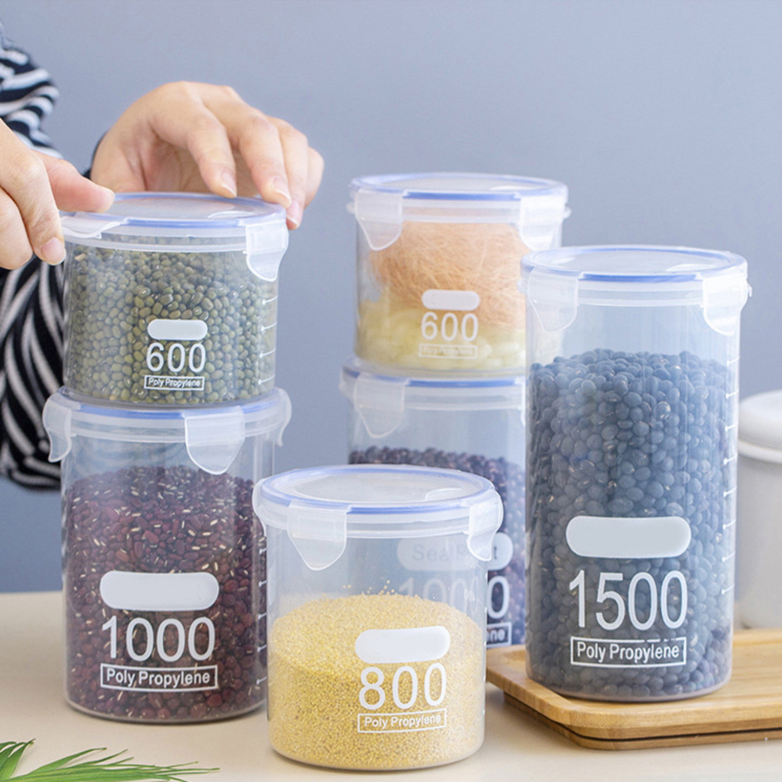 6개 세트 밀폐형 보관 용기, 투명 플라스틱 곡물 보관 - Food Storage Containers 리뷰 및 가격