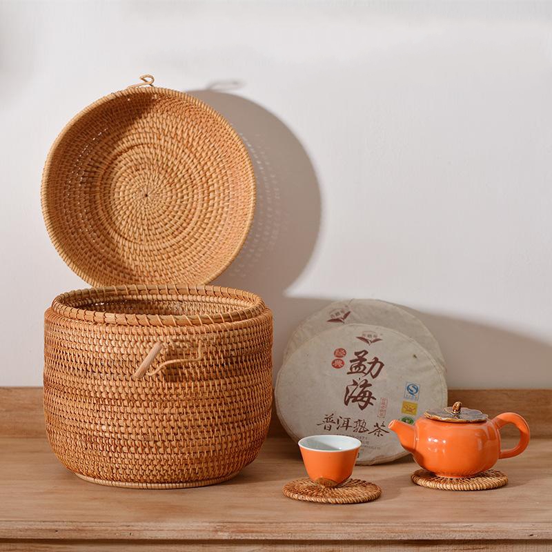 뚜껑이있는 손으로 짠 등나무 차 보관 상자 Puer 티 - Food Storage Oven Safe 리뷰 및 가격