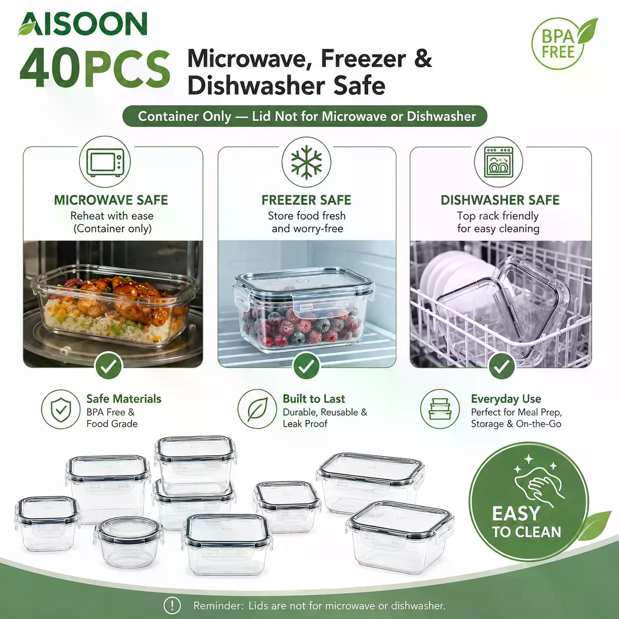 40개입 초대형 85oz 실리콘 밀폐 식품 보관 용기  - Food Storage Labels 리뷰 및 가격
