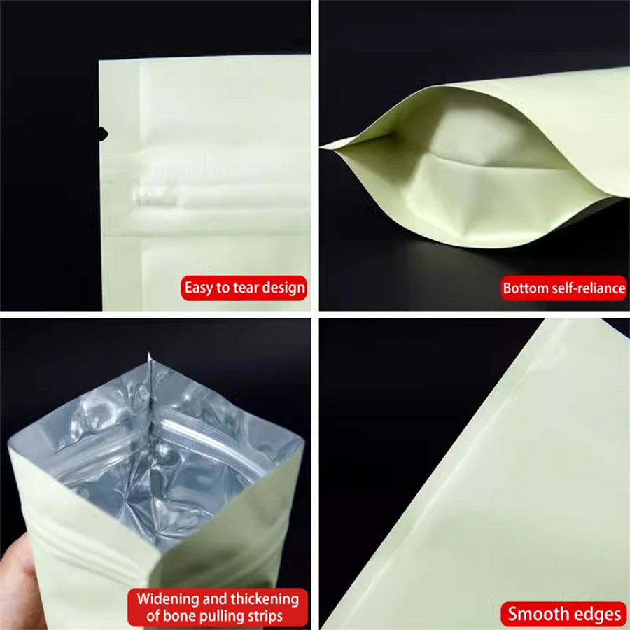 50/100개 무광택 연황색 지퍼 스탠드업 파우치(티어 - Food Storage Bag 리뷰 및 가격