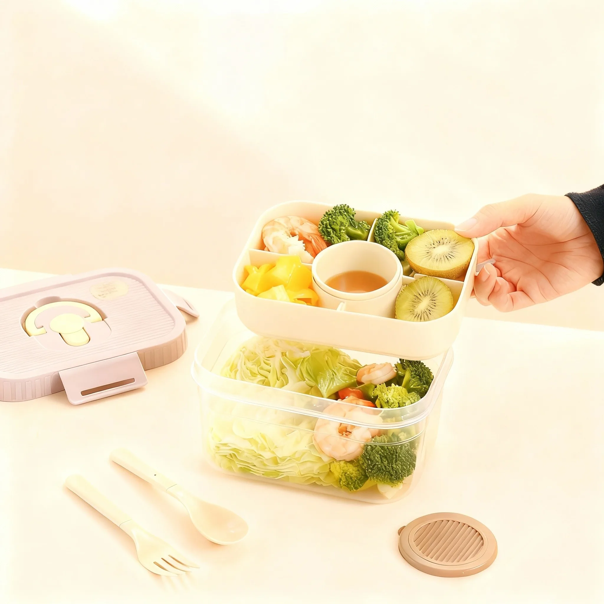 휴대용 플라스틱 이중 구조 도시락통, 소스 용기 및 식 - Food Storage Oven Safe 리뷰 및 가격