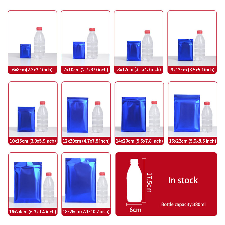 100개 무광택 블루 포일 지퍼 파우치, 수제 간식용  - Food Storage Bag 리뷰 및 가격