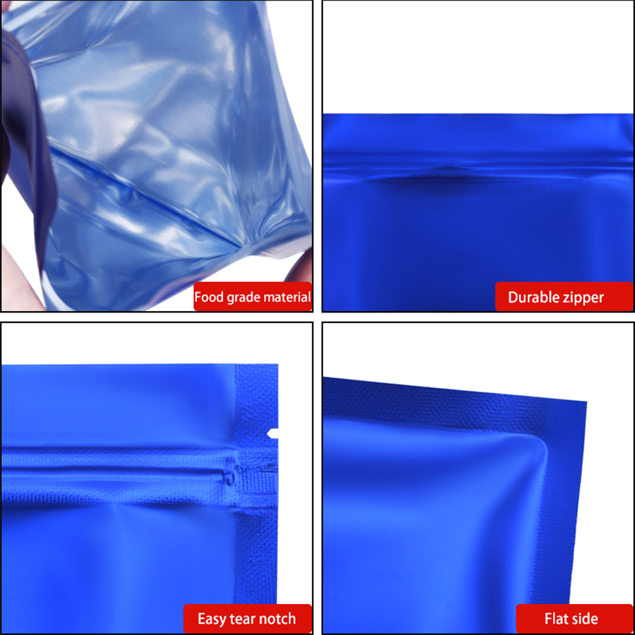 100개 무광택 블루 포일 지퍼 파우치, 수제 간식용  - Food Storage Bag 리뷰 및 가격
