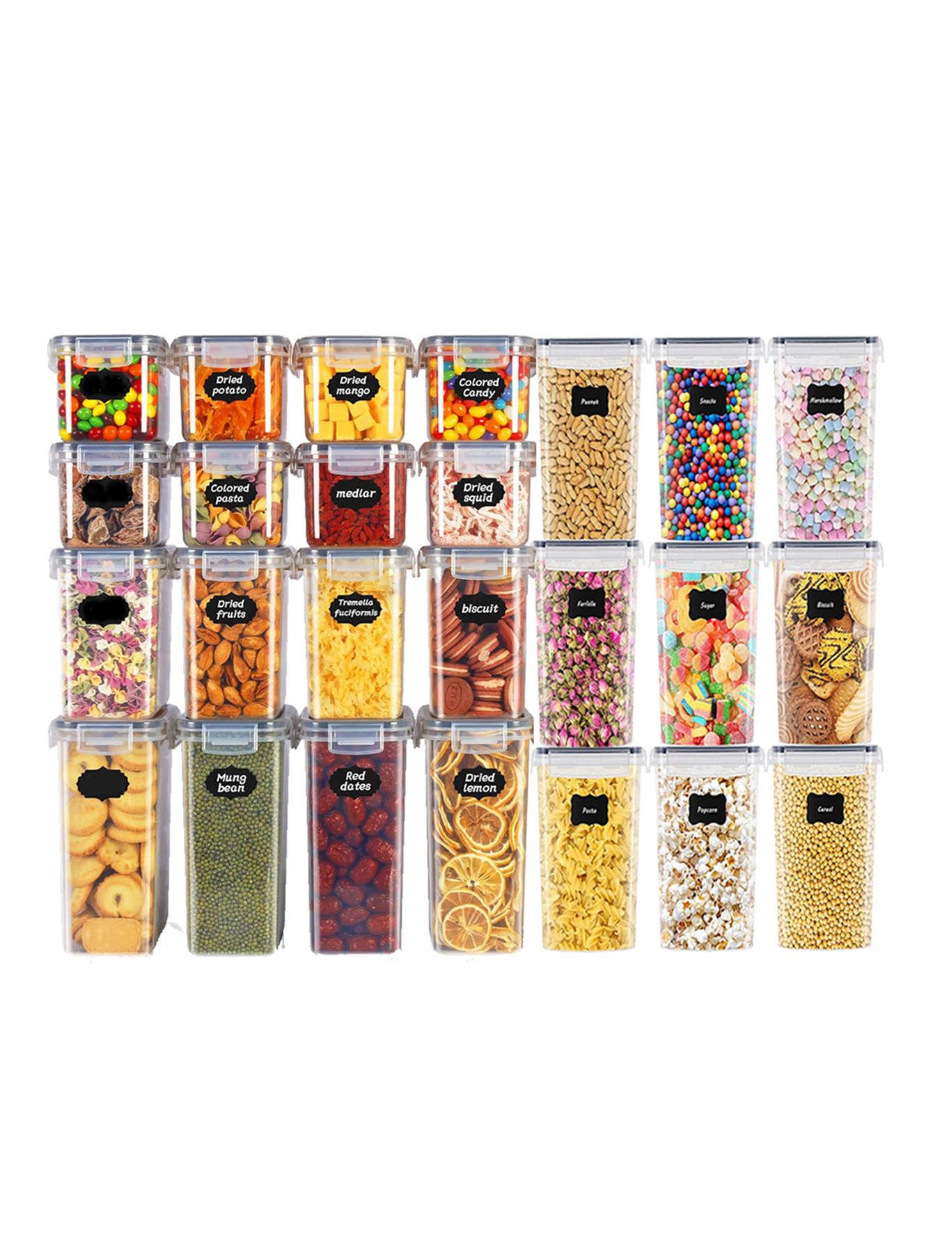 48개, 뚜껑이 있는 밀폐형 식품 보관 용기, 플라스틱 - Food Storage Labels 리뷰 및 가격